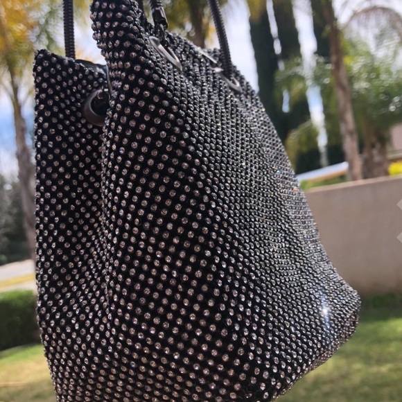 Black and Silver Rhinestone Bucket Bag - Picture 7 of 7